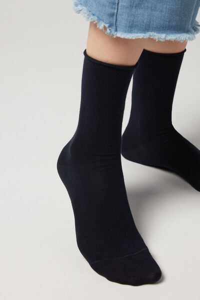 Knöchelsocken Aus Baumwolle Ohne Gummi Blau von Calzedonia