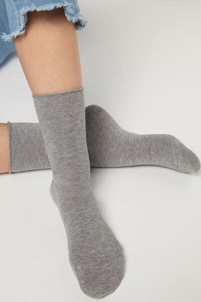 Knöchelsocken Aus Baumwolle Ohne Gummi Grau von Calzedonia