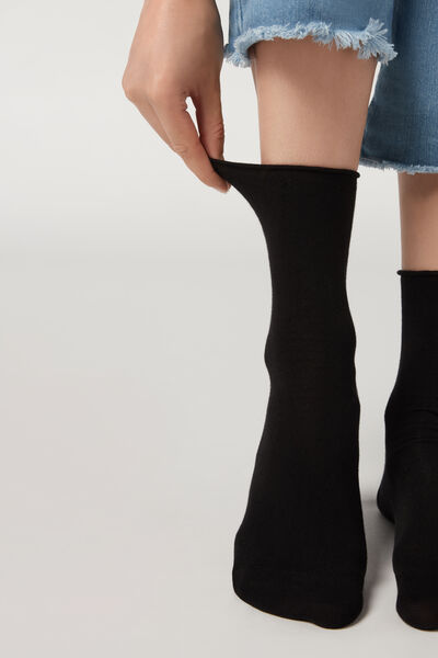 Knöchelsocken Aus Baumwolle Ohne Gummi Schwarz von Calzedonia