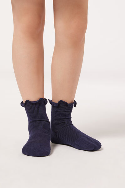 Kurze Socken In Rippstrick Für Mädchen Blau von Calzedonia