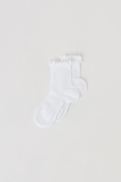 Kurze Socken In Rippstrick Für Mädchen Weiß von Calzedonia