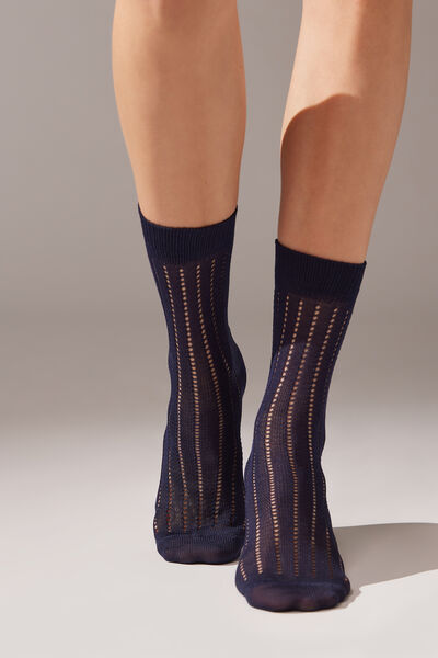 Kurze Socken In Rippstrick Mit Lochmuster Blau von Calzedonia