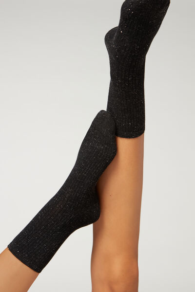 Kurze Socken Mit Cashmere Und Glitzergarn Schwarz von Calzedonia