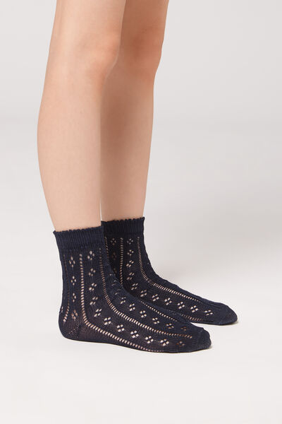 Kurze Socken Mit Lochmuster Für Mädchen Blau von Calzedonia