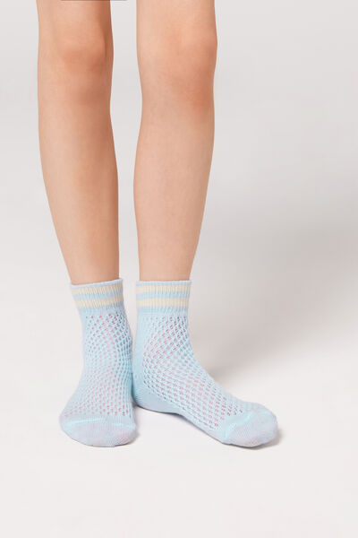 Kurze Socken Mit Lochmuster Für Mädchen Hellblau von Calzedonia