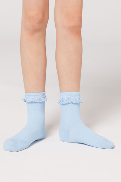 Kurze Socken Mit Rüschen Für Mädchen Hellblau von Calzedonia