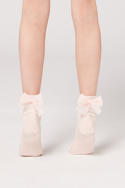 Kurze Socken Mit Schleife Für Mädchen Hellrosa von Calzedonia