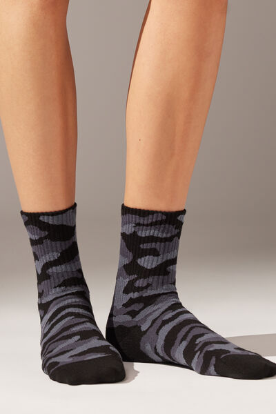 Kurze Sportsocken Mit Camouflage-muster Schwarz von Calzedonia