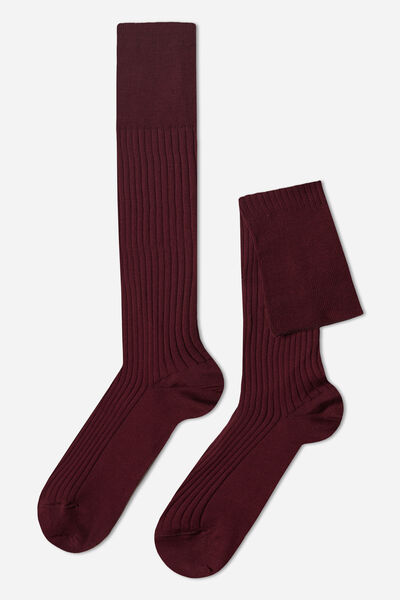 Lange Gerippte Herrensocken Mit Fil D‘ecosse Bordeaux von Calzedonia