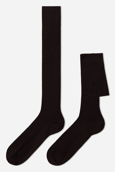 Lange Gerippte Herrensocken Mit Fil D‘ecosse Braun von Calzedonia