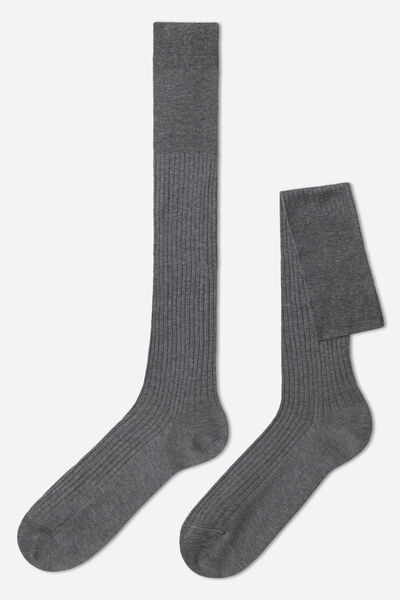 Lange Gerippte Herrensocken Mit Fil D‘ecosse Grau von Calzedonia