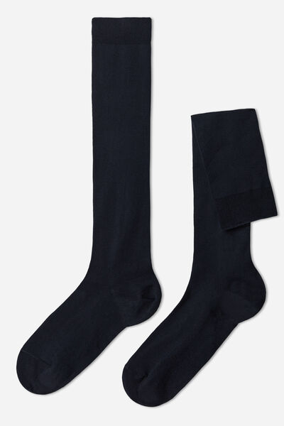 Lange Herrensocken Aus Elastischer Baumwolle Blau von Calzedonia