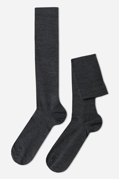 Lange Herrensocken Mit Wolle Und Baumwolle Grau von Calzedonia