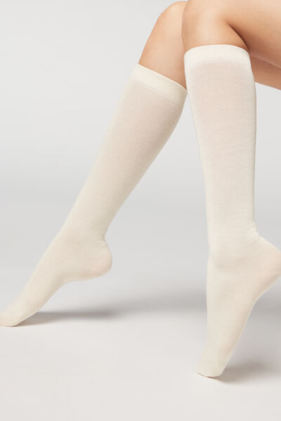 Lange Socken Aus Wolle Und Baumwolle Hautfarben von Calzedonia