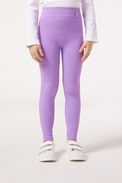 Leggings In Rippstrick Für Mädchen Violett von Calzedonia