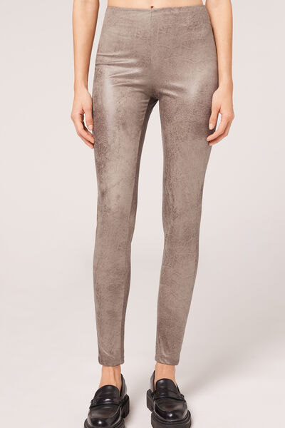 Leggings In Vintage-wildlederoptik Braun von Calzedonia