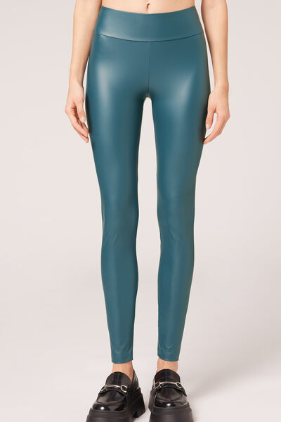 Leggings Mit Leder-effekt Blau von Calzedonia