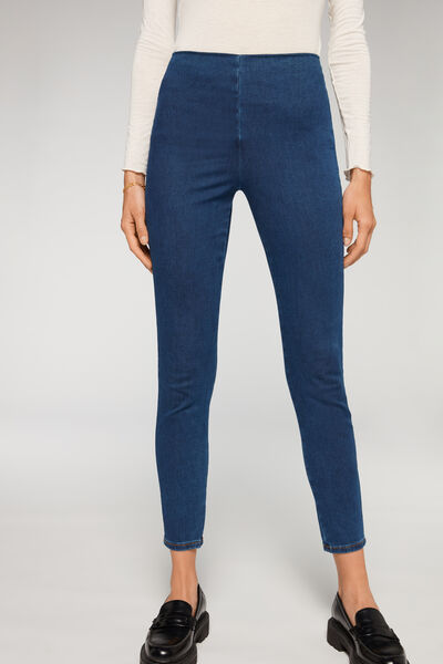 Skinny Leggings Aus Denim Mit Hohem Bund Blau von Calzedonia