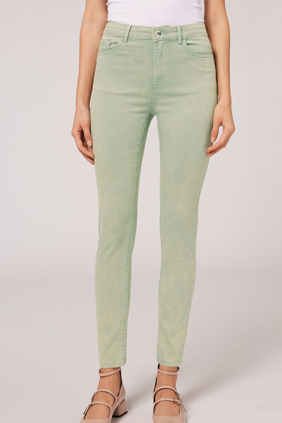 Skinny Push-up-jeans Aus Soft-touch-gewebe Mit Hohem Bund Grun von Calzedonia