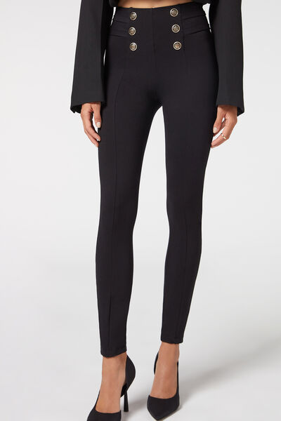 Modellierende Skinny Leggings Mit Knöpfen Schwarz von Calzedonia