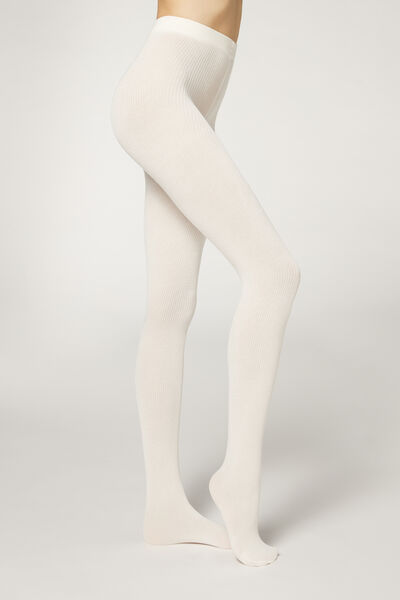 Strumpfhose Mit Cashmere Und Rippenmuster Weiß von Calzedonia