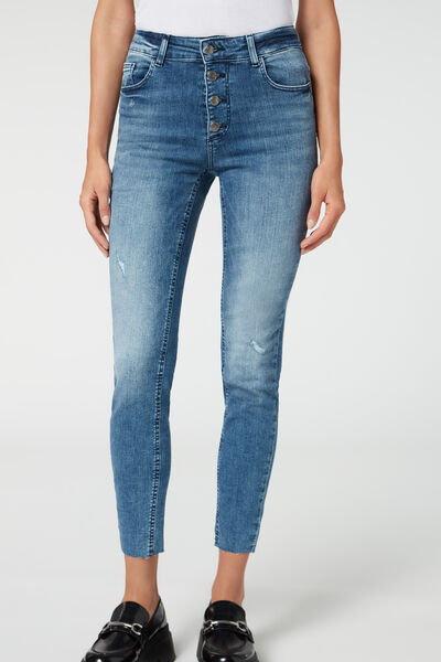 Super Skinny Jeans Mit Knöpfen Blau von Calzedonia