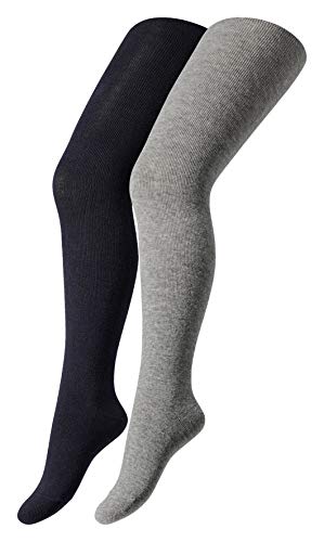 Camano 003101000 - Kinder organic Baumwolle ca-soft Tights 2 Paar, Größe 134/146, light grey + navy von Camano