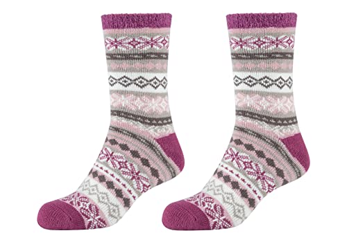 Camano 1102049000 - Damen cosy Kuschel double layer winter Socken 2 Paar, damson, Größe 39/42 von Camano