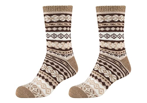 Camano 1102049000 - Damen cosy Kuschel double layer winter Socken 2 Paar, sepia tint, Größe 35/38 von Camano