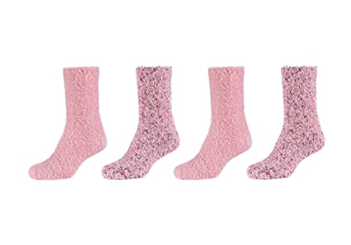 Camano 1102060000 - Damen cosy Kuschel feather popcorn Socken 4 Paar, dusty rose, Größe 39/42 von Camano