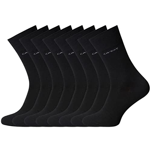 Camano 8 Paar Socken Unisex 3642 CA-SOFT Cotton ohne Gummidruck Damen und Herren Strümpfe, Farbe Schwarz, Größe 35-38 von Camano