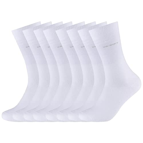 Camano 8 Paar Socken Unisex 3642 CA-SOFT Cotton ohne Gummidruck Damen und Herren Strümpfe, Farbe Weiß, Größe 35-38 von Camano