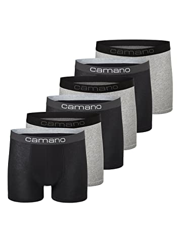 Camano Herren Boxershorts Unterhosen Herren elastischer Gummibund ohne Einschneiden Baumwolle Stretch hautfreundlich Atmungsaktiv 6er Pack L Black Mix von Camano