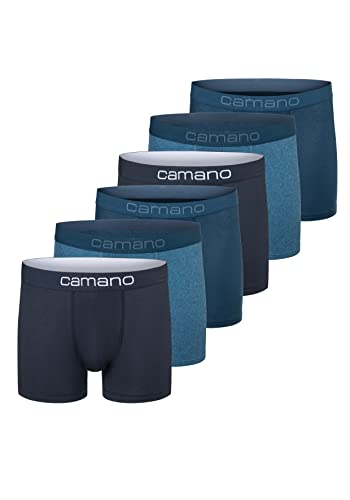 Camano Herren Boxershorts Unterhosen Herren elastischer Gummibund ohne Einschneiden Baumwolle Stretch hautfreundlich Atmungsaktiv 6er Pack L Blue Mix von Camano