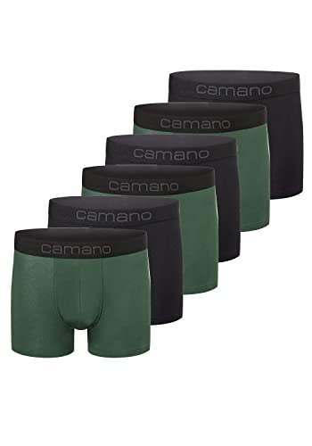 Camano Herren Boxershorts Unterhosen Herren elastischer Gummibund ohne Einschneiden Baumwolle Stretch hautfreundlich Atmungsaktiv 6er Pack L Sycamore Green von Camano