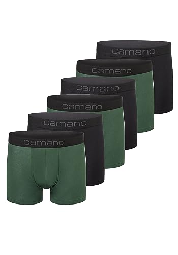 Camano Herren Boxershorts Unterhosen Herren elastischer Gummibund ohne Einschneiden Baumwolle Stretch hautfreundlich Atmungsaktiv 6er Pack L Sycamore Green von Camano