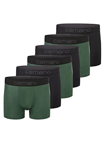 Camano Herren Boxershorts Unterhosen Herren elastischer Gummibund ohne Einschneiden Baumwolle Stretch hautfreundlich Atmungsaktiv 6er Pack XL Sycamore Green von Camano