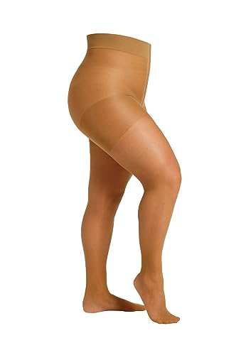 Camano Damen Strumpfhose 20 DEN Curvy große Größen reißfest seidenmatt extra breiter Komfortbund druckfrei 3D ringelfrei verstärkter Fuß 1er Pack 52/54 make up von Camano