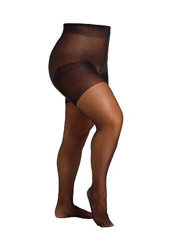 Camano Damen Strumpfhose 20 DEN Curvy große Größen 2er Pack reißfest seidenmatt extra breiter Komfortbund druckfrei 3D ringelfrei verstärkter Fuß 2er Pack 60/62 black von Camano