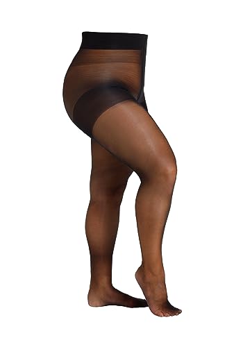 Camano Damen Strumpfhose 20 DEN Curvy große Größen reißfest seidenmatt extra breiter Komfortbund druckfrei 3D ringelfrei verstärkter Fuß 1er Pack 44/46 black von Camano