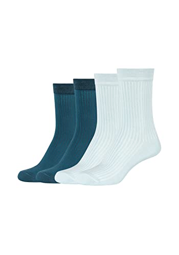 camano Damen Online Women Silky Feeling Rib Socks 4p, Starlight Blue, 35-38 von Camano