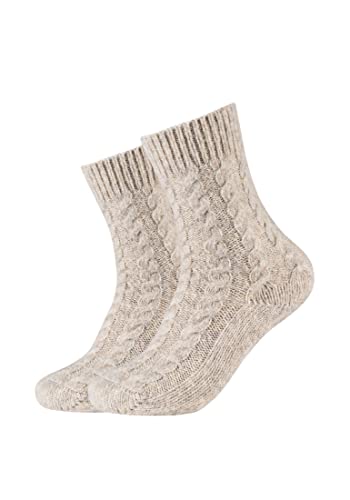 Camano Damen Socken Cosy Kuschelsocken Flauschig Warm Damen Zopfmuster Lang Flauschsocken Norweger Für Winter Set Frauen 2er Pack 35/38 nature von Camano