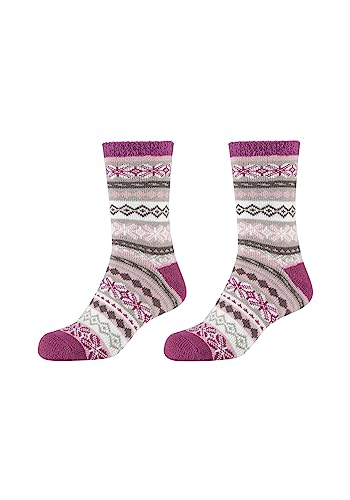 Camano Damen Socken Cosy Norweger Kuschelsocken Flauschig Warm Damen Zopfmuster Lang Flauschsocken Für Winter Set Frauen 2er Pack 39/42 damson von Camano