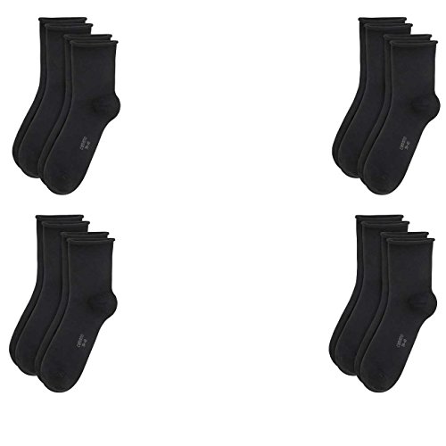 Camano Damen Socken Fashion Ankle Cotton Fine 4er Pack, Größe:39-42, Farbe:Black (0005) von Camano
