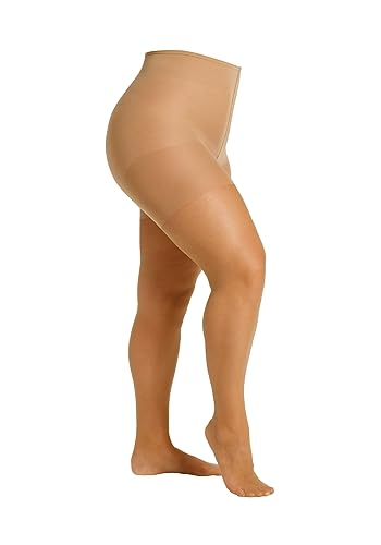 Camano Damen Strumpfhose 20 DEN Curvy große Größen 2er Pack reißfest seidenmatt extra breiter Komfortbund druckfrei 3D ringelfrei verstärkter Fuß 2er Pack 52/54 make up von Camano