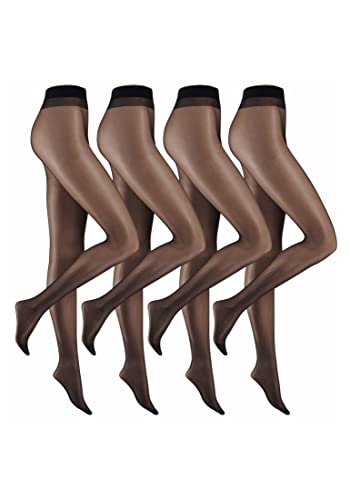 Camano Damen Strumpfhose 4er Vorteilspack 20 DEN Bequeme und Reißfeste Feinstrumpfhose mit Weicher Flachnaht Perfektem Sitz und Komfortbund 4er Pack 48/50 black von Camano