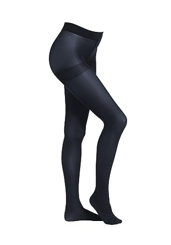 Camano Damen Strumpfhose 60 DEN Halb Blickdicht Ringelfrei Warm Premium Druckfrei Bequem Kombinierbar Verstärkter Fuss 2er Pack 40/42 navy von Camano