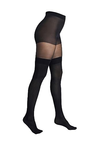 Camano Damen Strumpfhose overknee stripes 1er Pack S black von Camano