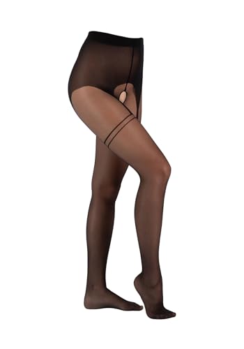 Camano Damen Strumpfhose ouvert crotchless 20 DEN overknee Matter Effekt 1er Pack XL black von Camano