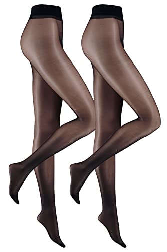 camano Damen Women Everyday Silky Shimmer 15 DEN Tights 2p, Black, 36-38 von Camano